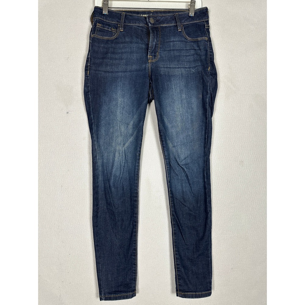Old Navy Jeans Women 6 Rockstar Blue Dark Wash Mid-Rise Skinny Stretch Denim EUC